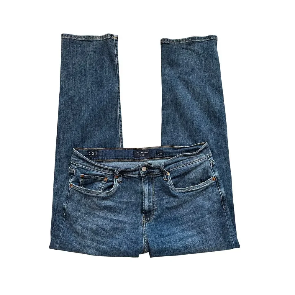 Lucky Brand 221 Straight Jeans Mens 36x32 Blue Denim Classic Fit